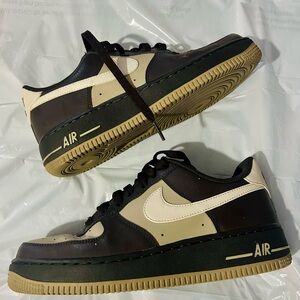 Nike Air Force 1 Low Black and Tan Sneakers